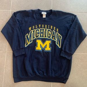 Vintage Michigan Wolverines NCAA Crewneck‎ Sweatshirt 2X Blue